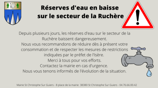 Alerte sécheresse : Réserves d&rsquo;eau en baisse sur le secteur de la Ruchère